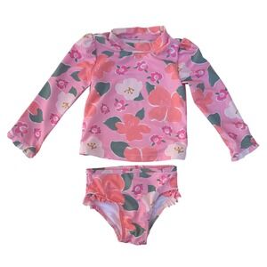 Carters Just One You Swimsuit Kids 2T Pink Floral Rash Guard 2Pc NWT 6U170610